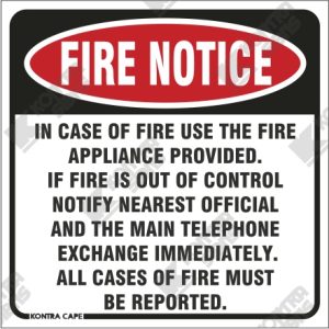 WC016 - In Case Of Fire Use The Fire Appliance Provided
