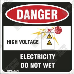 WC673 - Danger High Voltage. Electricity Do Not Wet