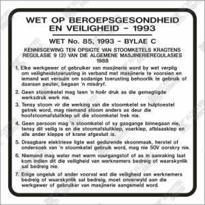 WC726 - Wet op Beroepsgesondheid Bylae C (Wet 85 van 1993)