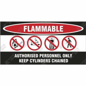 WC911 - Flammable - Authorised Personnel Only Keep Cylinders Chained